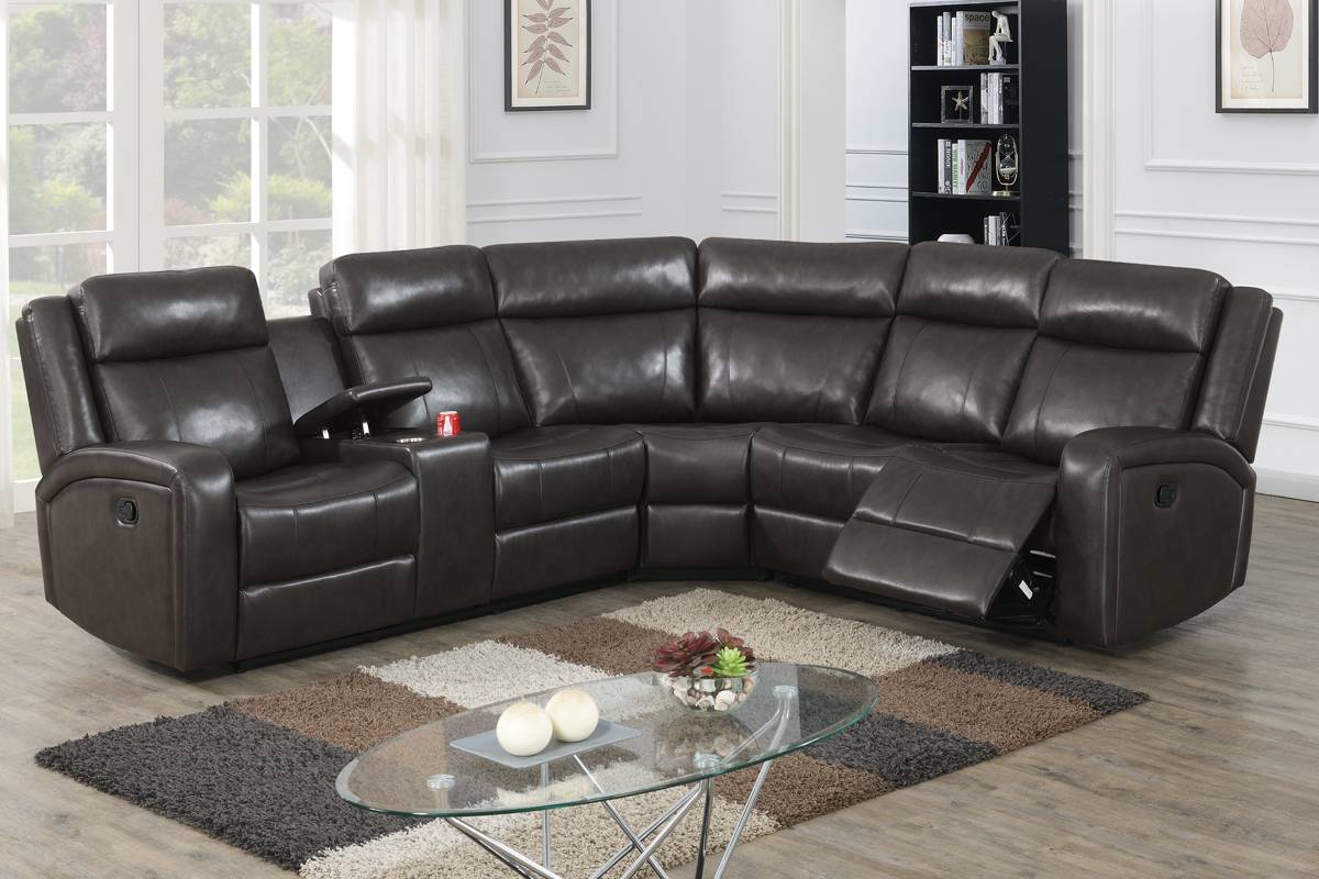 Poundex F86626 Power Sectional - Brown