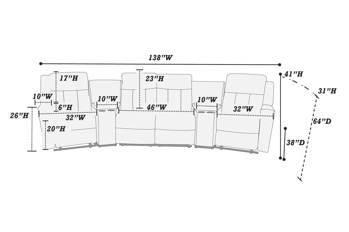 F8780 Motion 5 Pc Sectional - Navy