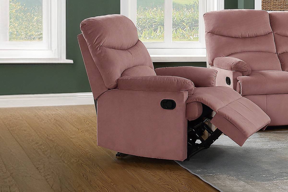 F8787 Blush Pink Velvet Manual Recliner