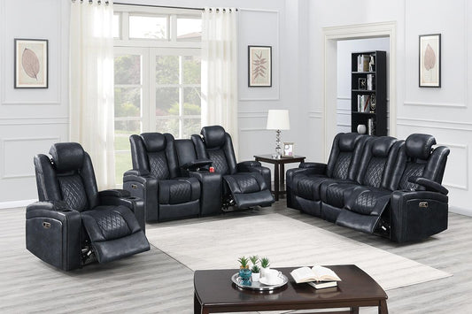 F86329 Blue Power Reclining Living Room Set