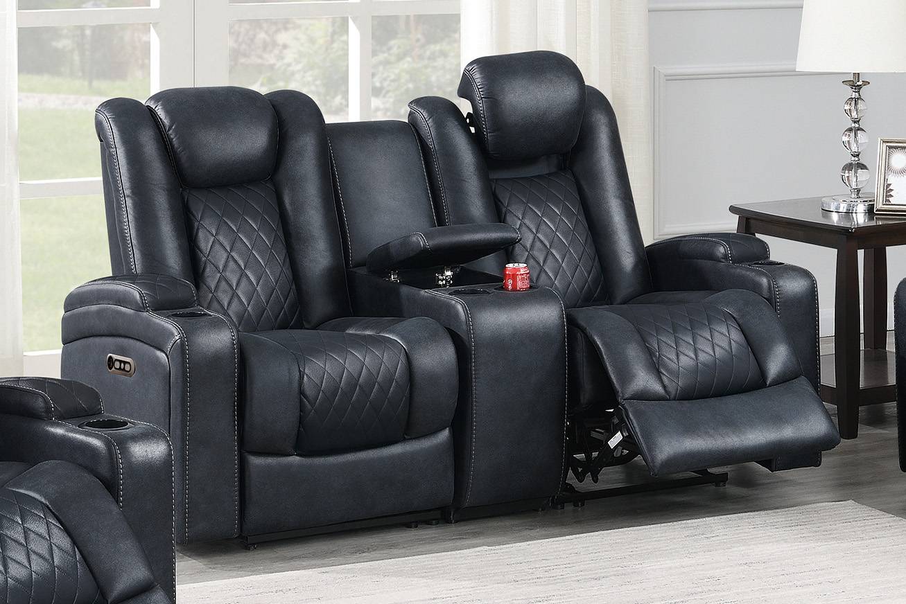 F86329 Blue Power Reclining Living Room Set