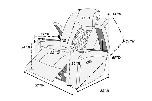 F86327 Blue Power Recliner