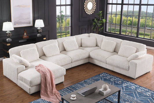 Nadine Beige Corduroy Corner Sectional 89160