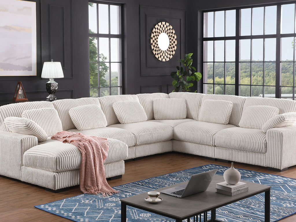 Nadine Beige Corduroy Corner Sectional 89160