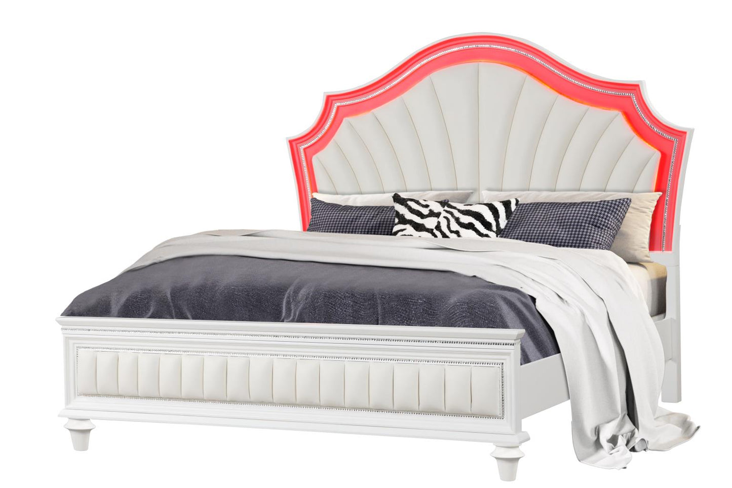 Rosie White Eastern King Bed LED Light