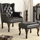 Roberts Button Tufted Accent Chair With Ottoman Black & Espresso