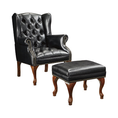 Roberts Button Tufted Accent Chair With Ottoman Black & Espresso