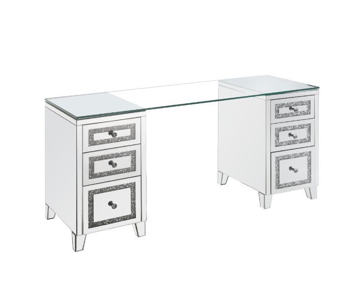 Noralie Glam Inspired Glass Top Writing Desk