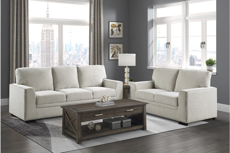 Morelia 2 Pc Beige Chenille Sofa Set