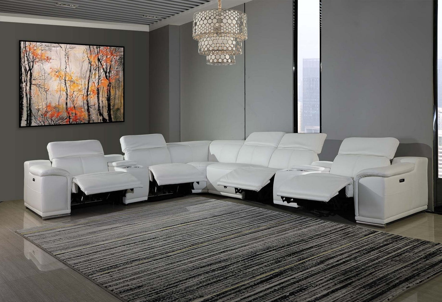 Global United 9762 Genoa 8 Pc Sectional - White