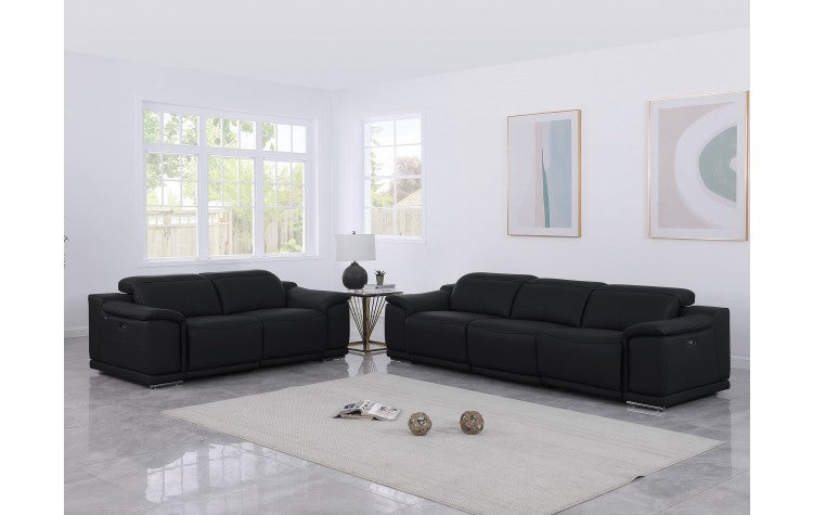 9762 Global United Leather Sofa Set - Black