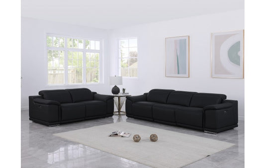 9762 Global United Leather Sofa Set - Black