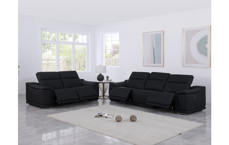 9762 Global United Leather Sofa Set - Black