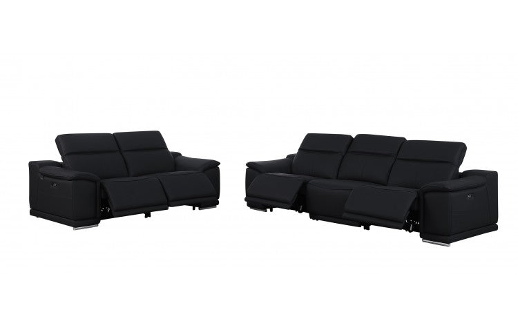 9762 Global United Leather Sofa Set - Black