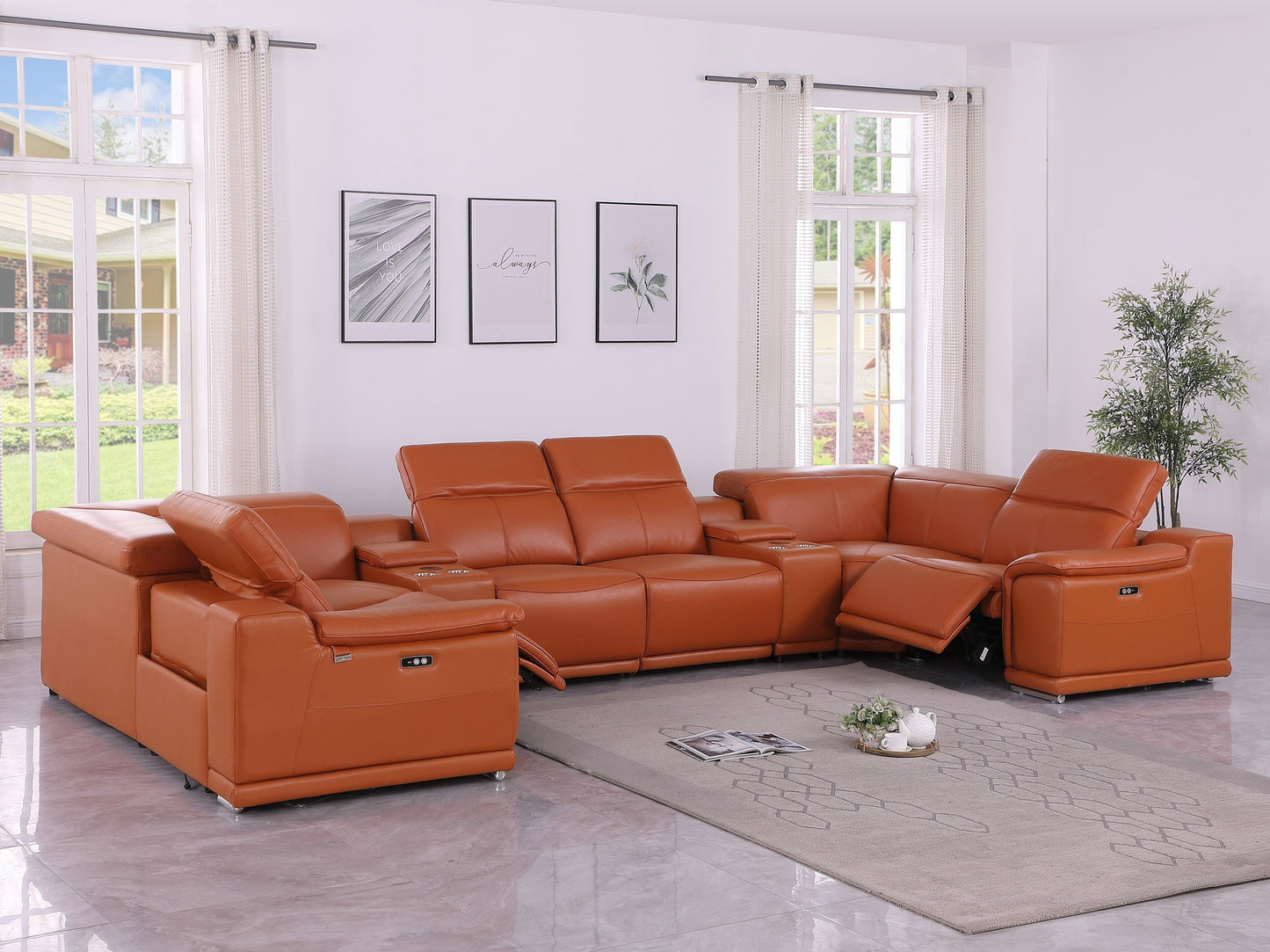 9762 DivanItalia 8 Pc Top Grain Sectional – 6 Colors