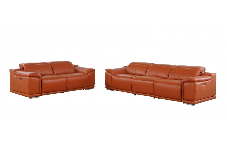 9762 Global United Leather Sofa Set - Camel