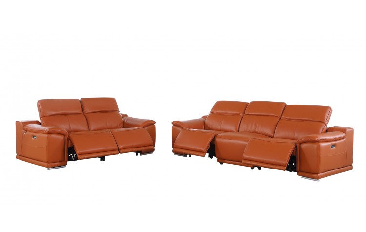 9762 Global United Leather Sofa Set - Camel