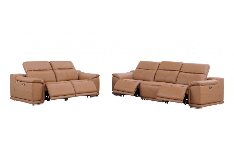 9762 Global United Leather Sofa Set - Cognac