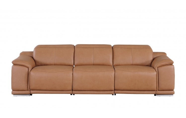 9762 Global United Leather Sofa Set - Cognac