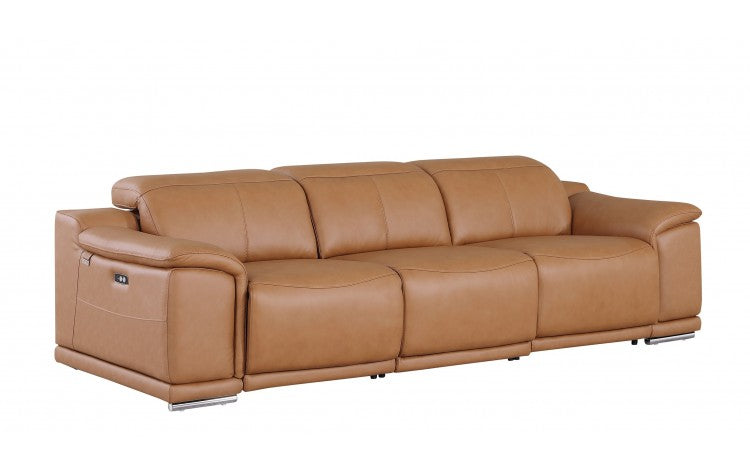 9762 Global United Leather Sofa Set - Cognac