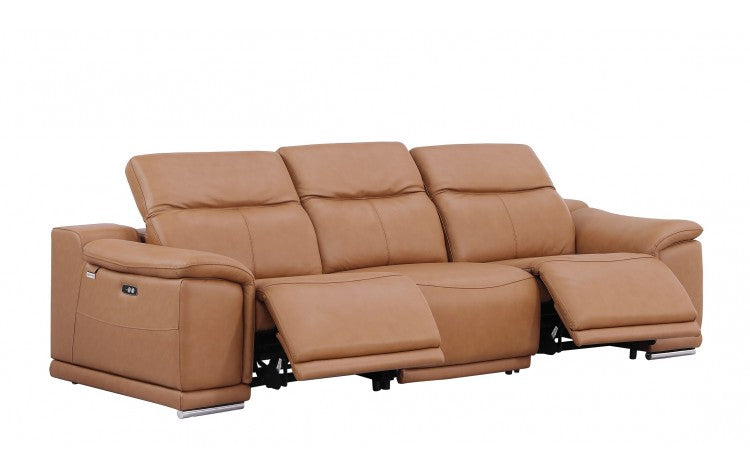 9762 Global United Leather Sofa Set - Cognac