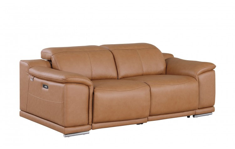 9762 Global United Leather Sofa Set - Cognac