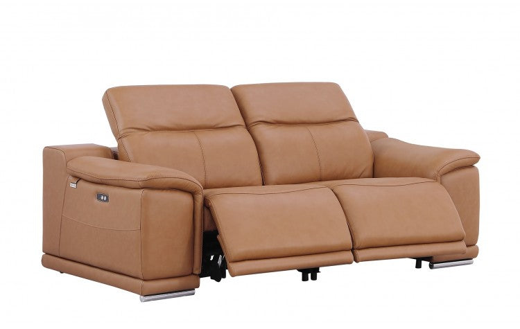 9762 Global United Leather Sofa Set - Cognac