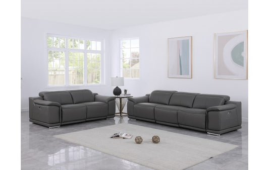 9762 Global United Leather Sofa Set - Dark Gray