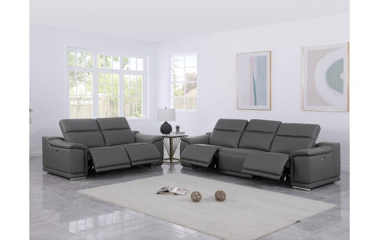 9762 Global United Leather Sofa Set - Dark Gray