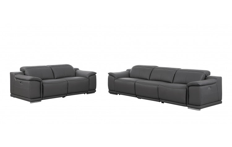 9762 Global United Leather Sofa Set - Dark Gray