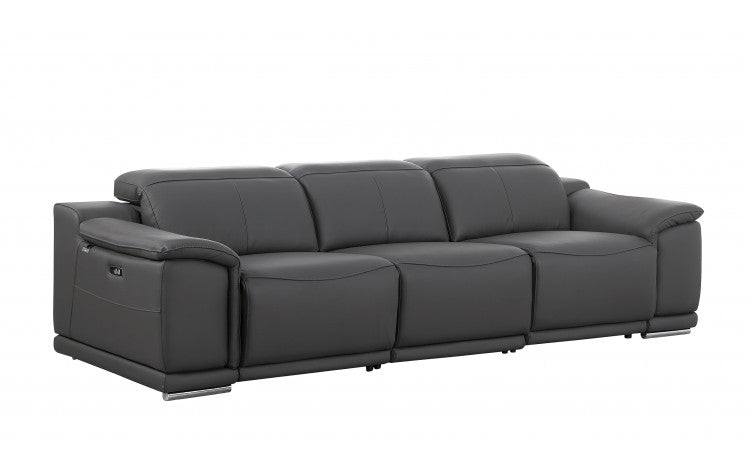 9762 Global United Leather Sofa Set - Dark Gray