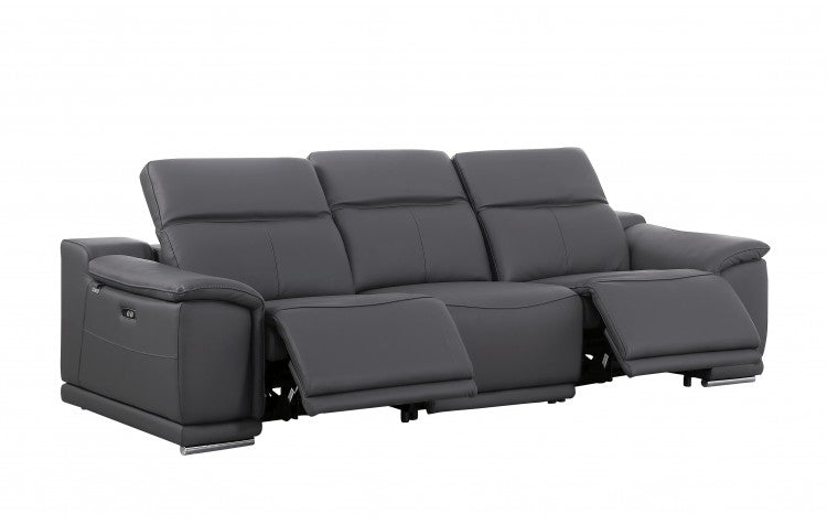 9762 Global United Leather Sofa Set - Dark Gray