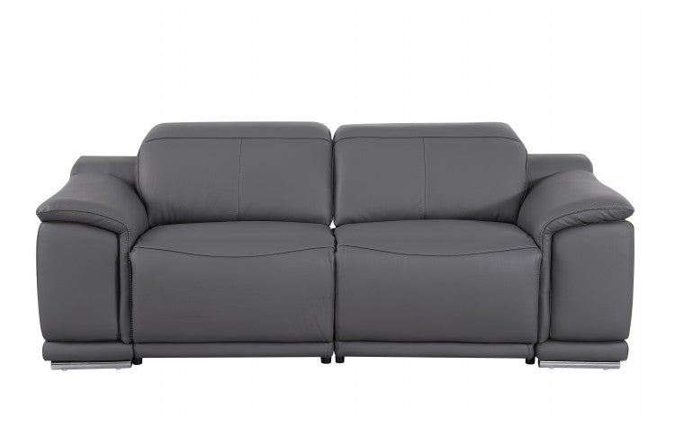 9762 Global United Leather Sofa Set - Dark Gray