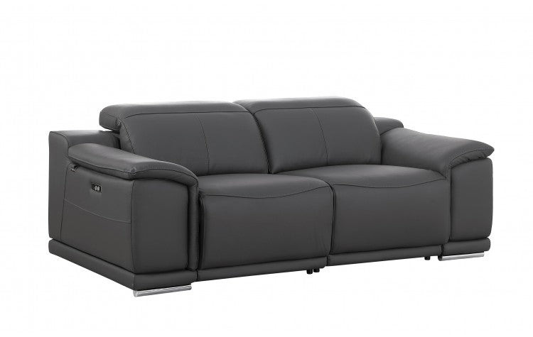 9762 Global United Leather Sofa Set - Dark Gray