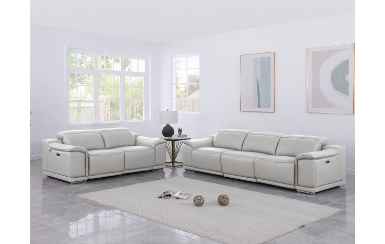 9762 Global United Leather Sofa Set - Light Gray