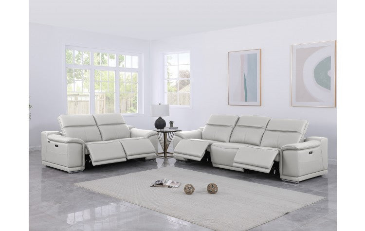 9762 Global United Leather Sofa Set - Light Gray