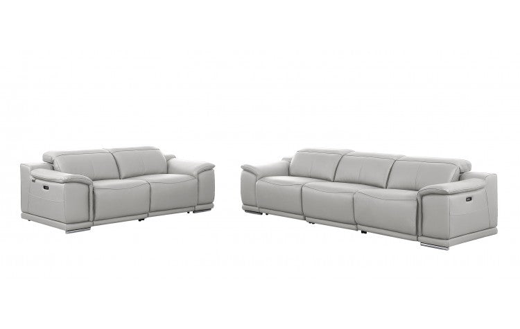 9762 Global United Leather Sofa Set - Light Gray