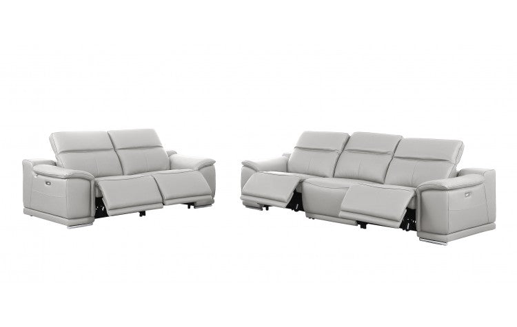 9762 Global United Leather Sofa Set - Light Gray