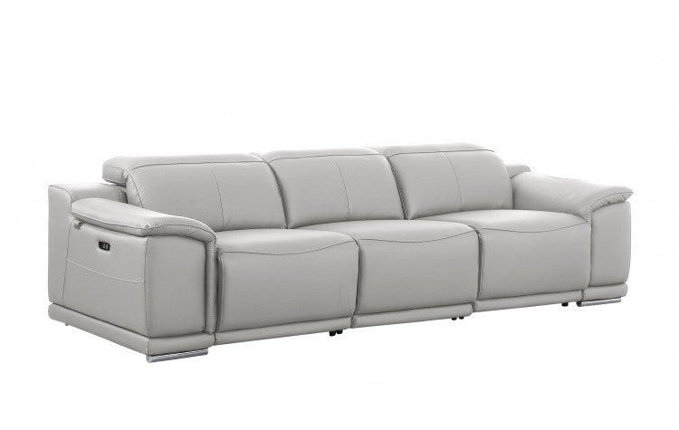 9762 Global United Leather Sofa Set - Light Gray