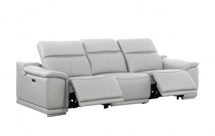 9762 Global United Leather Sofa Set - Light Gray