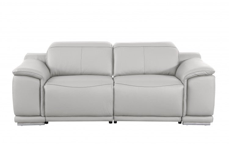 9762 Global United Leather Sofa Set - Light Gray