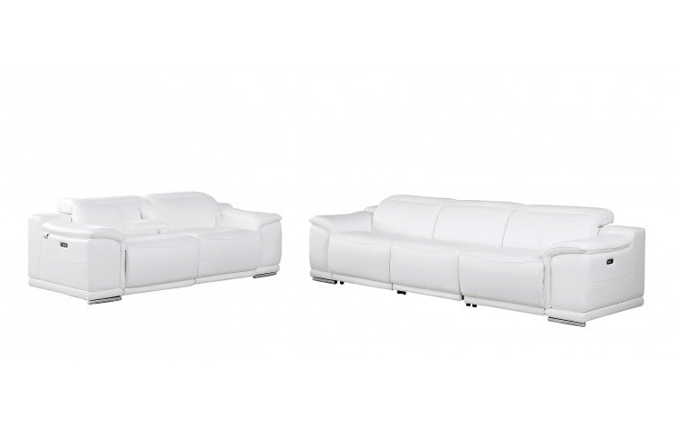 9762 Global United Leather Sofa Set - White