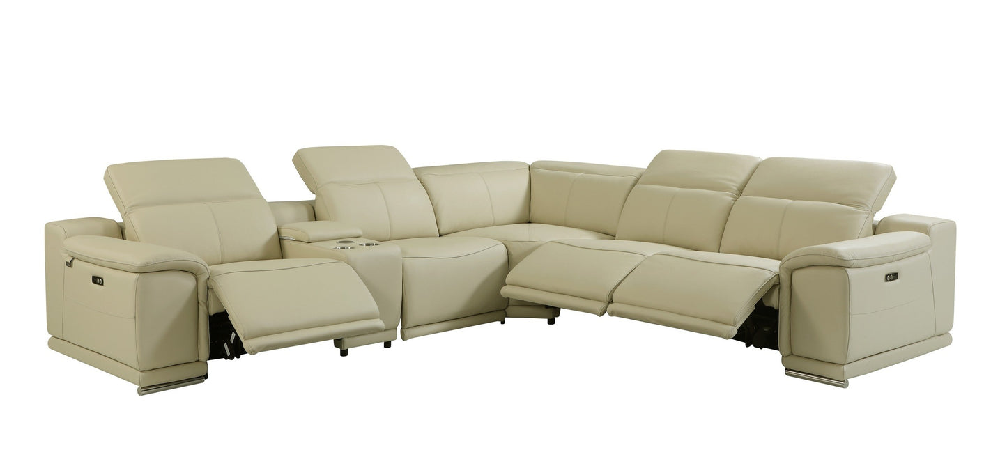 Global 9762 Genoa 6 Pc Power Sectional - Beige