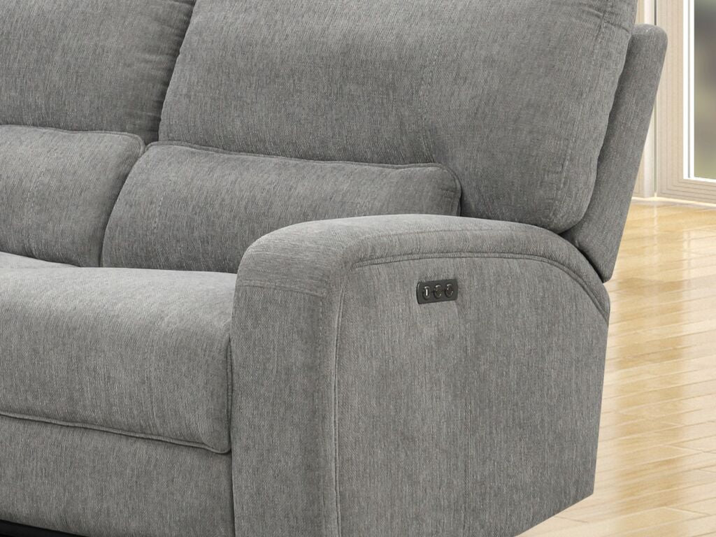 Anthony Light Gray Chenille Power Sectional 81610