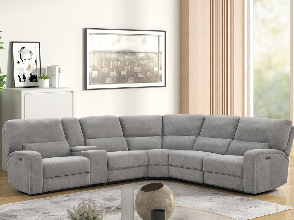 Anthony Light Gray Chenille Power Sectional 81610