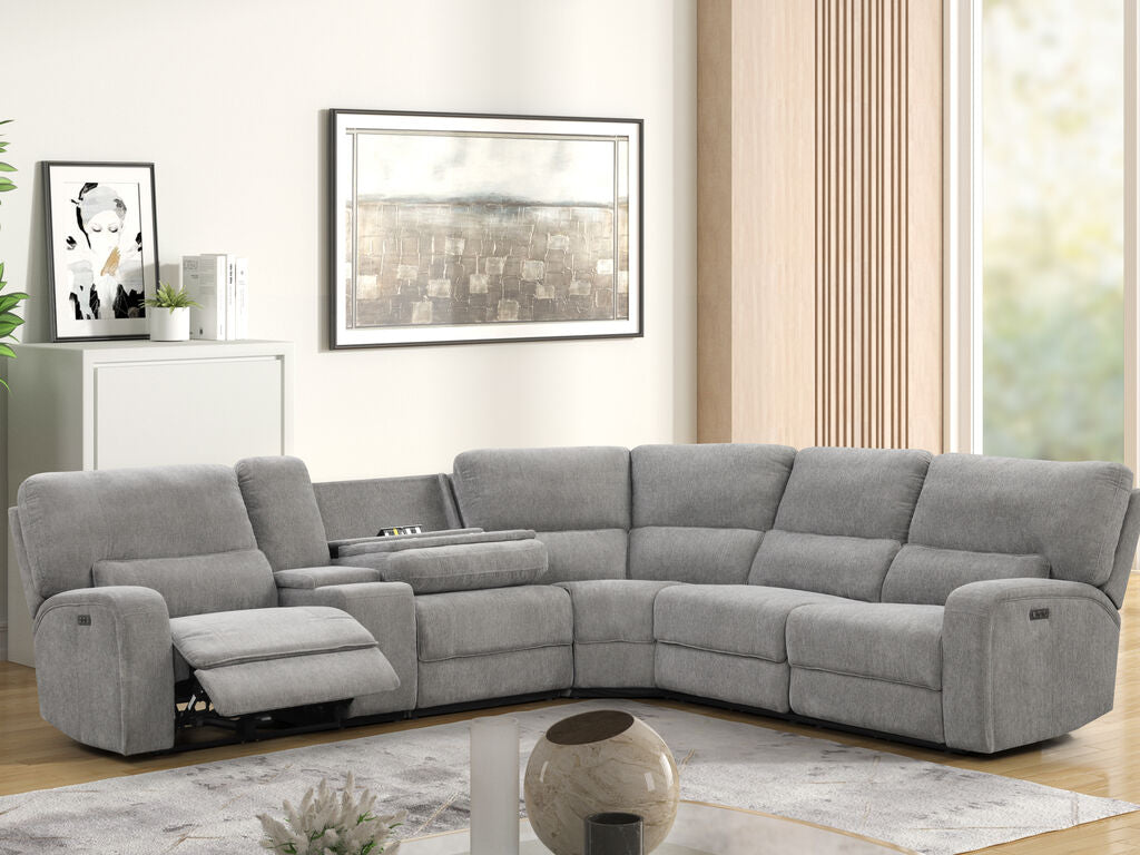 Anthony Light Gray Chenille Power Sectional 81610