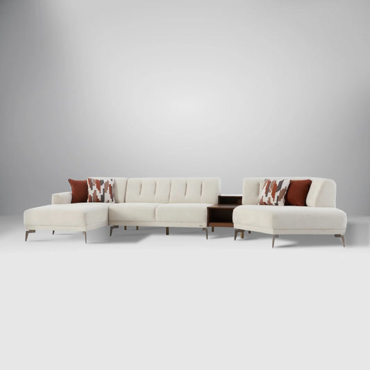 Atlanta 4 Pc Sectional Cream Chenille by Bellona