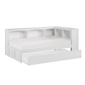 Galen Twin Bookcase Corner Bed Twin Trundle