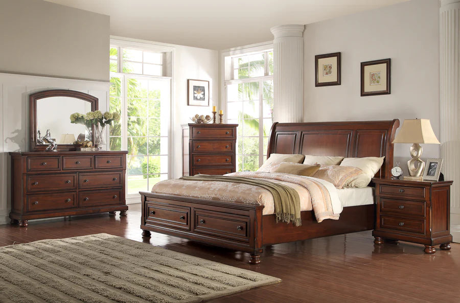 McFerran B608 Cherry Finish 4 Pc Bedroom Set