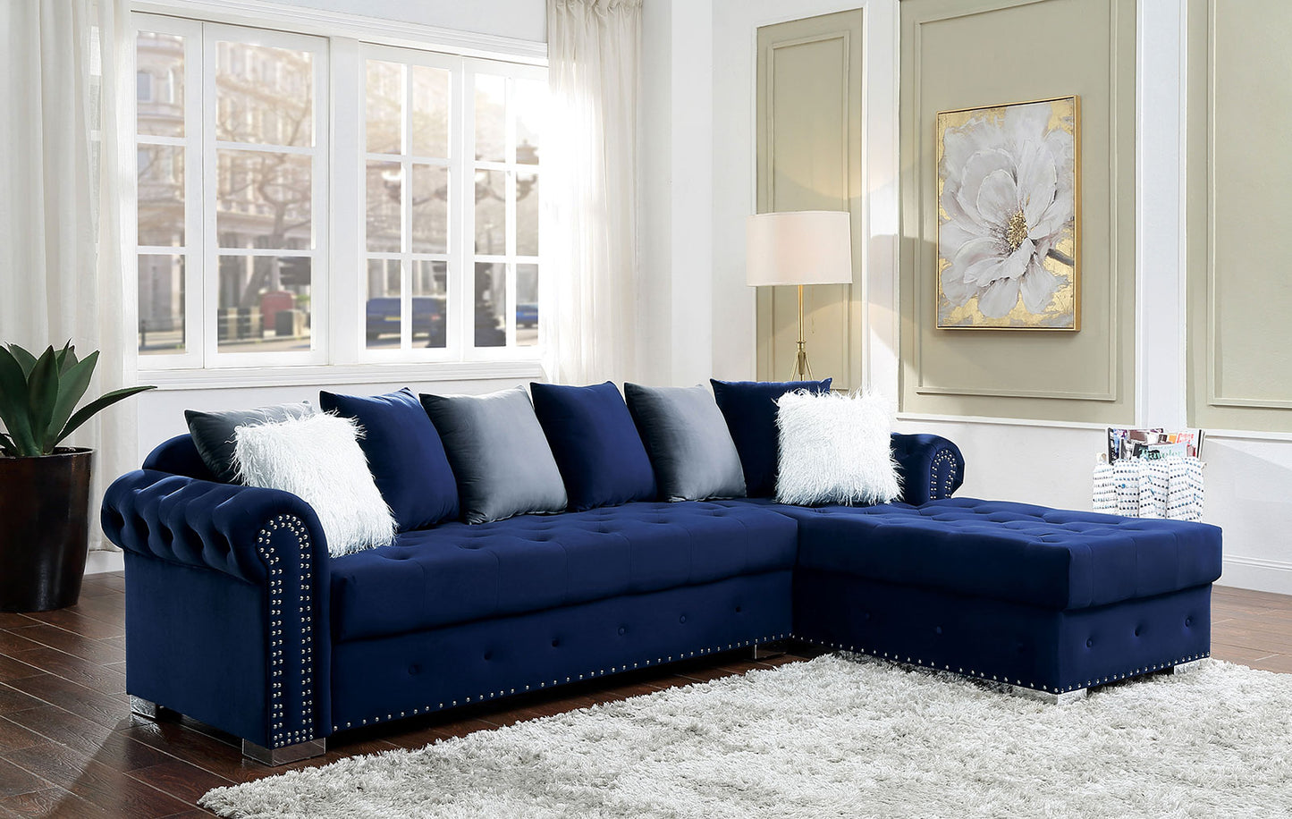 Wilmington Velvet Sectional - Furniture of America